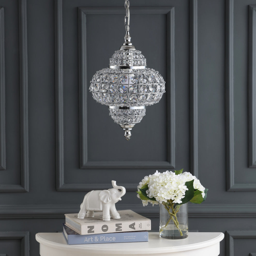 Juliette 12" Crystal, Metal LED Chandelier Pendant, Chrome