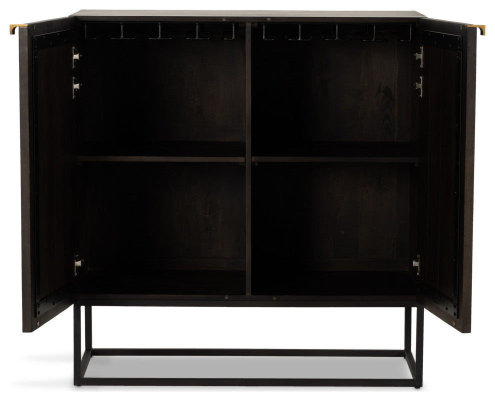 Kelby Bar Cabinet Carved Vintage Brown, Vintage Brown, Gunmetal