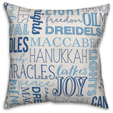 Hanukkah Word Pattern 18"x18" Throw Pillow