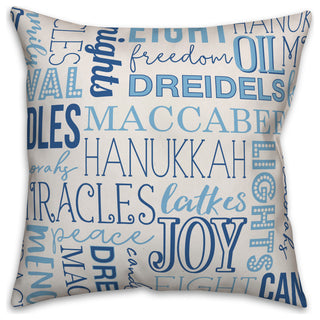 Hanukkah Word Pattern 18"x18" Throw Pillow
