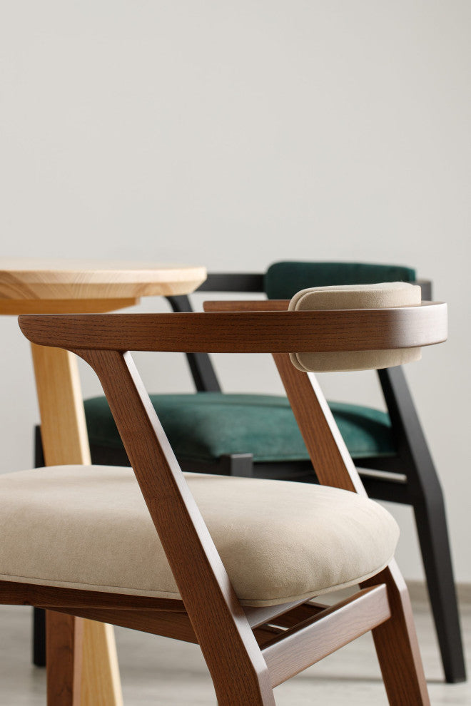 Ellis Dining Chair Brown With Beige Material