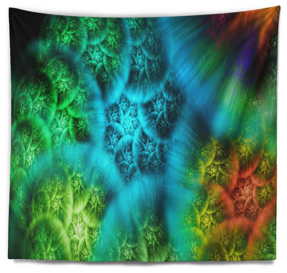 Biblical Sky with Green Clouds Abstract Wall Tapestry, 92"x78"