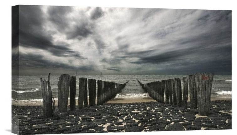 "Sea Defense" Stretched Canvas Giclee by Leon, 16"x10"