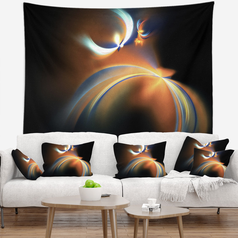 Brown Floating Fractal Designs Abstract Wall Tapestry, 92"x78"