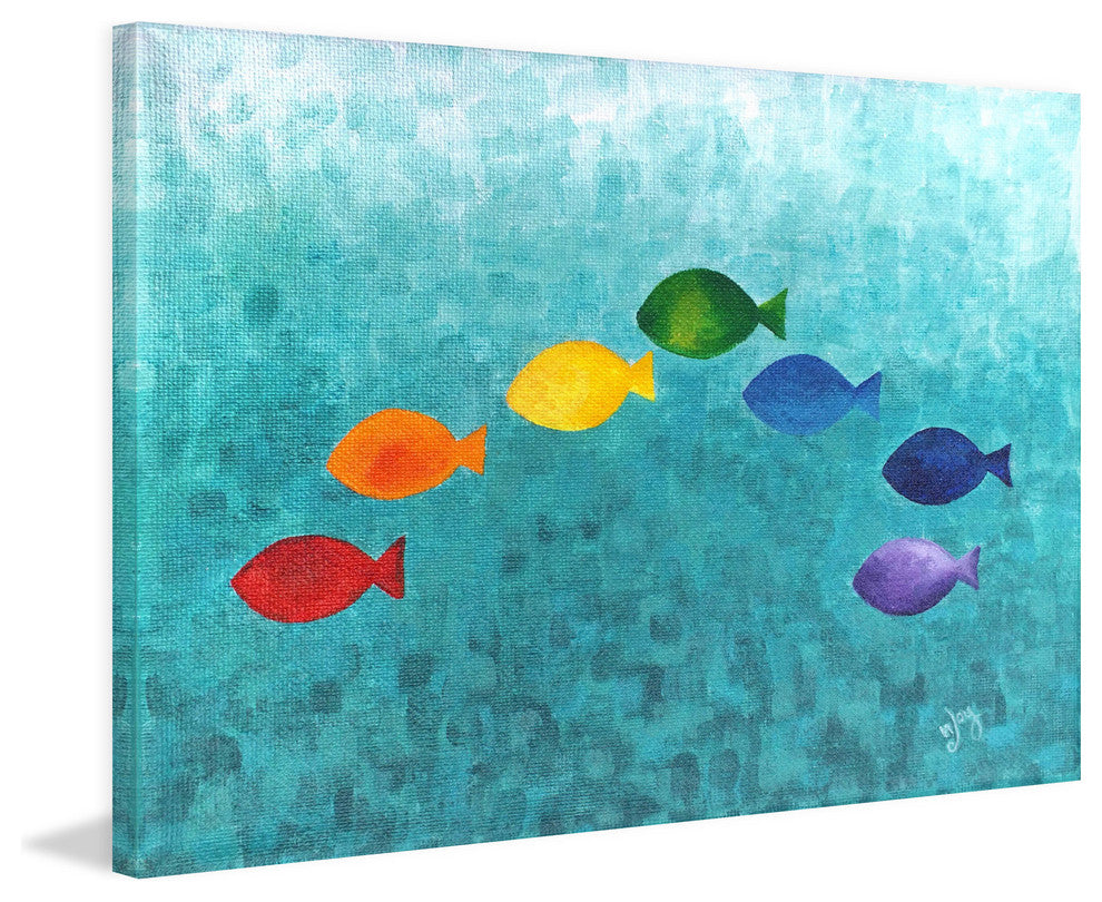 Marmont Hill, "Rainbow Fish" by Nicola Joyner Painting on Wrapped Canvas, 30x20