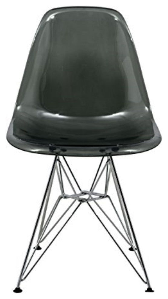 LeisureMod Cresco Molded Eiffel Side Chair, Set of 2 Transparent Black