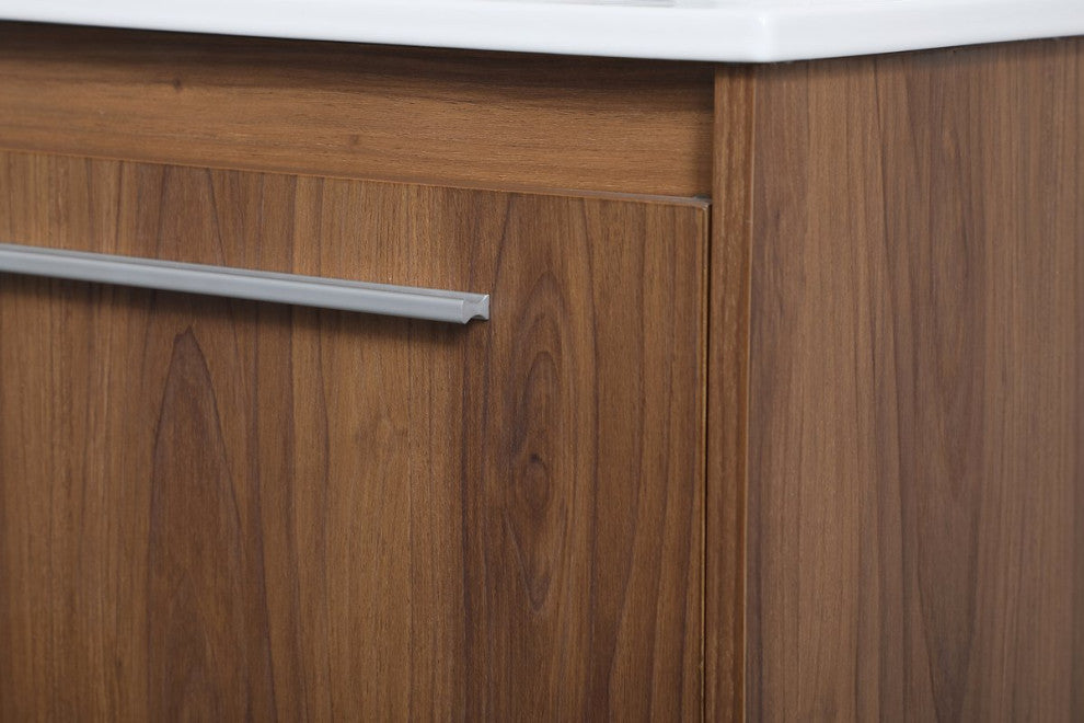 24" Single Bathroom Floating Vanity, Walnut Brown