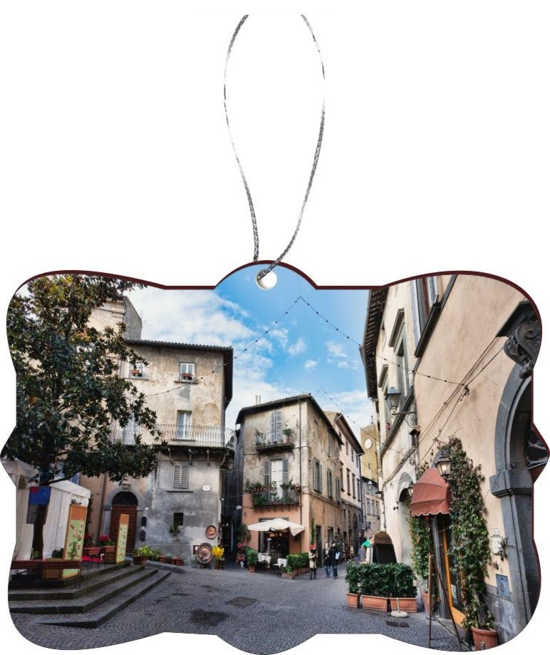 Italy Narrow Street With Small Shops Design Rectangle Christmas Tree Ornament
