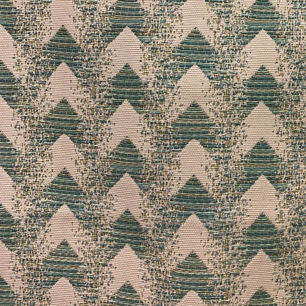 Plutus Forest Jade Sea Green Chevron Luxury Outdoor/Indoor Throw Pillow, 18"x18"