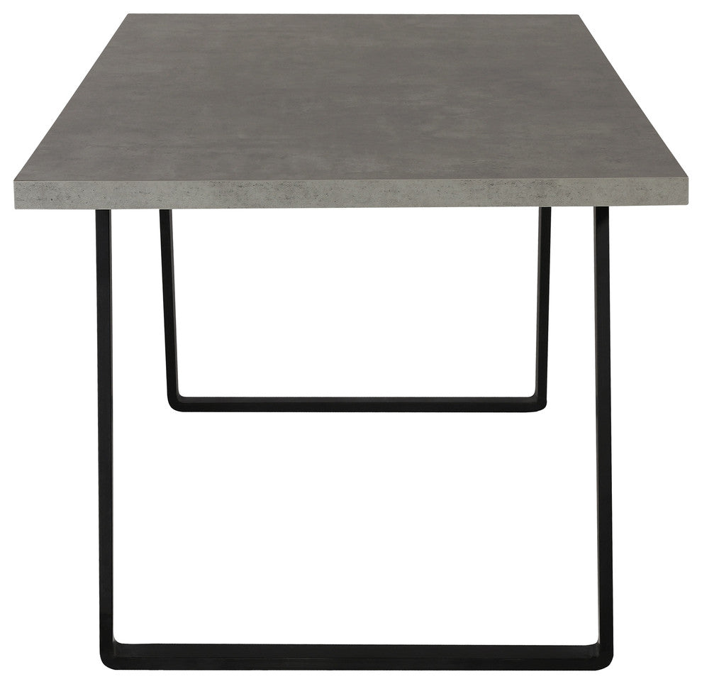 Toronto Dining Table, Gray Powder Coated Finish With Cement Gray Top