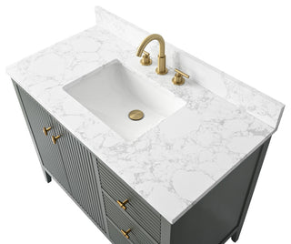 Vanity Art Freestanding Vanity, Vintage Green, 42", Single Sink, Golden Brushed