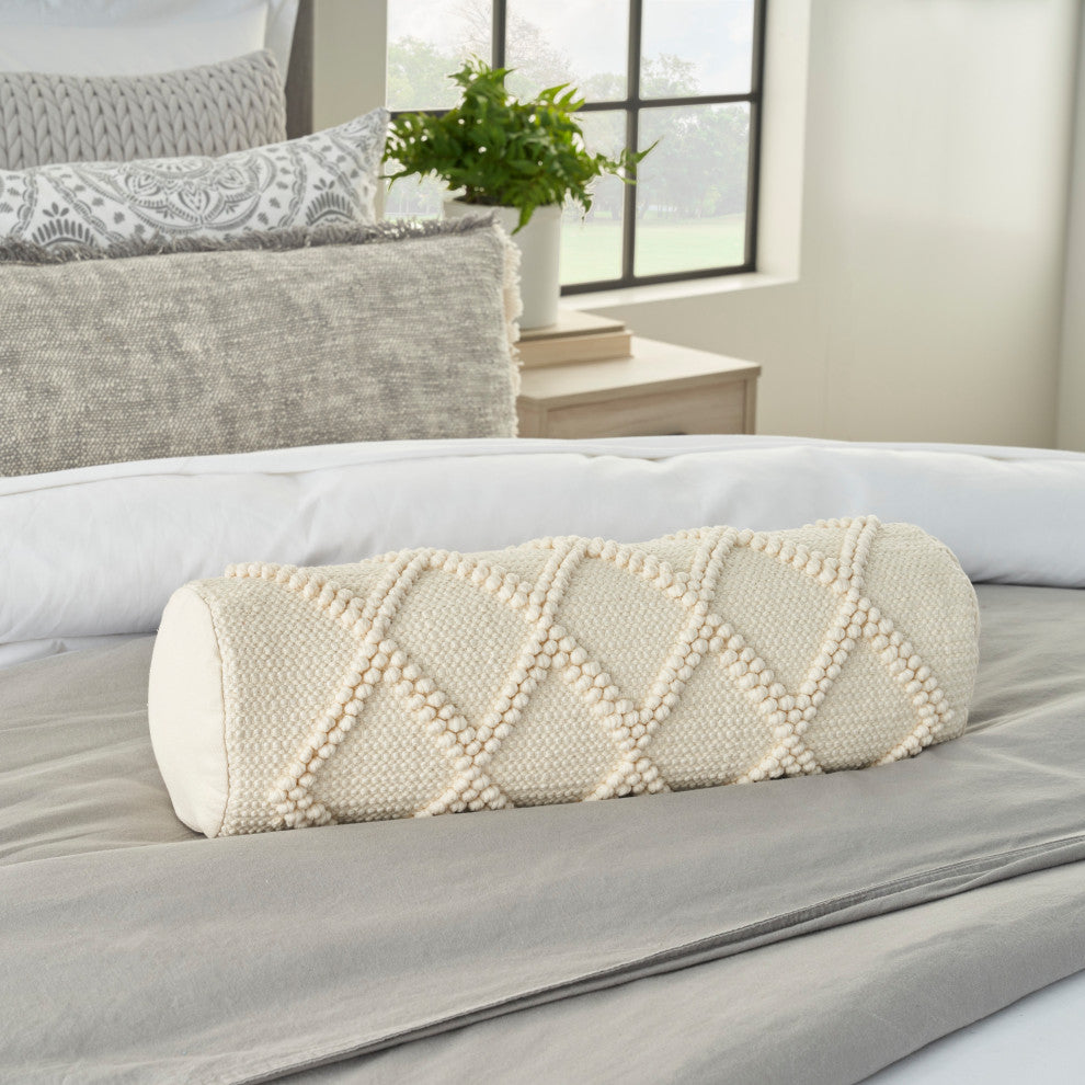 Mina Victory GC101 Throw Pillow, Ivory, 6" X 20"