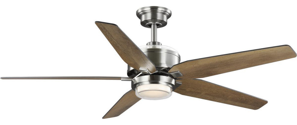 Byars 54" 5-Blade LED Indoor BN Ceiling Fan, Light Kit White Opal Shade