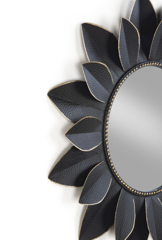 Metal Starburst Wall Accent Mirror, Black
