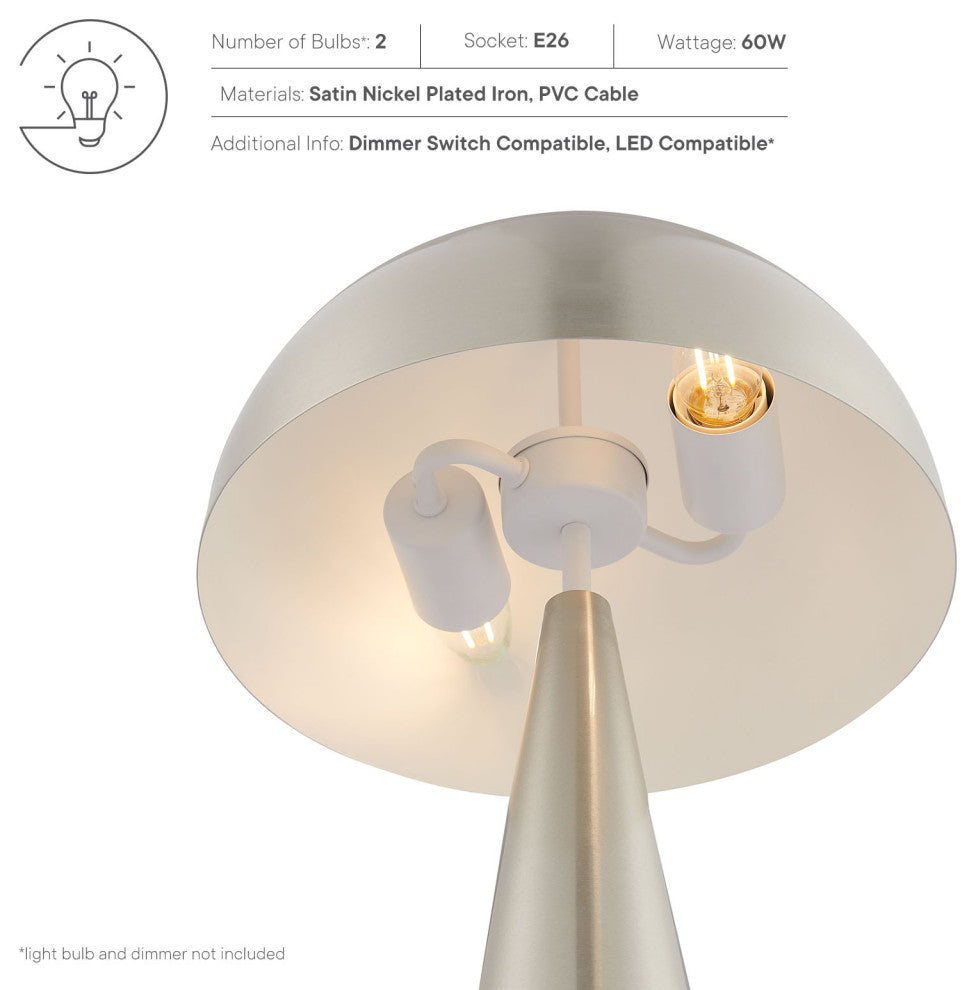 Selena Metal Table Lamp, Satin Nickel