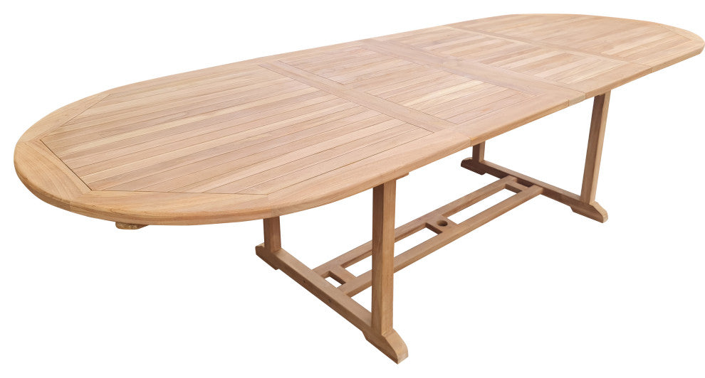 Teak Wood Santa Cruz Oval Double Extension Dining Table, 78 to 118"