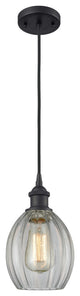 1-Light Dimmable LED Eaton 6" Mini Pendant, Matte Black, Glass: Clear