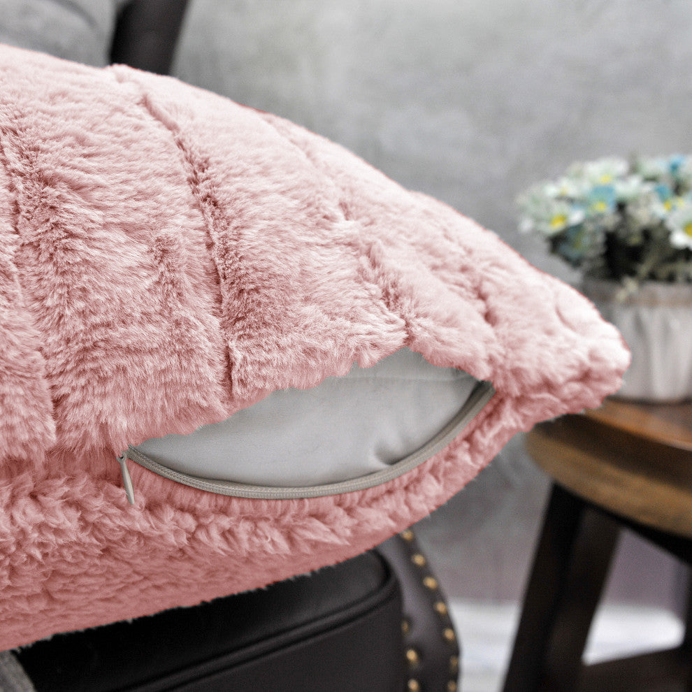 Super Mink Throw Pillow Covers, Set of 4, Rose Smoke, 20''x20''