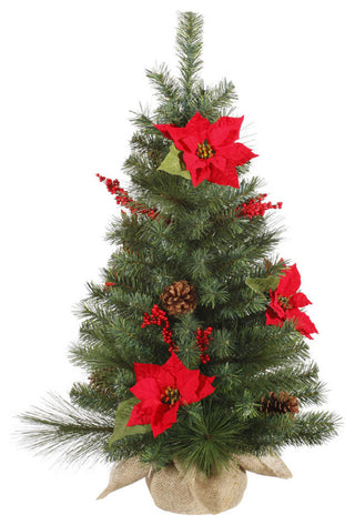 36" x 22" Poinsettia Berry Pine Tree