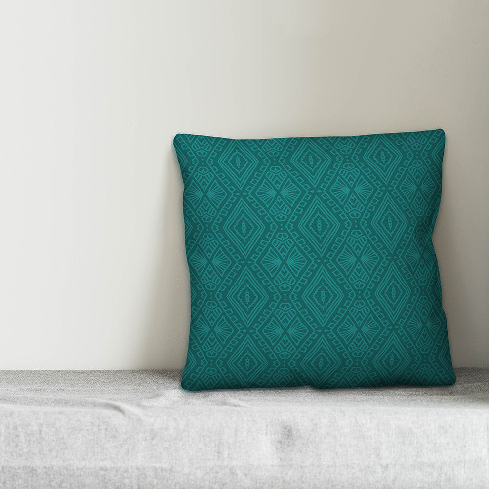 Teal Boho Tribal  18x18 Throw Pillow