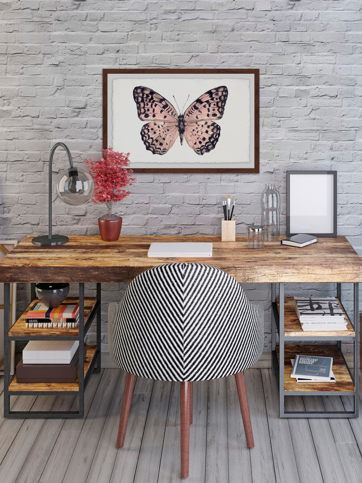 "Pink and Black Wings" Framed Painting Print, 24"x16"