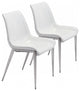 Stich White Faux Leather Side or Dining Chairs Set of 2 Chairs