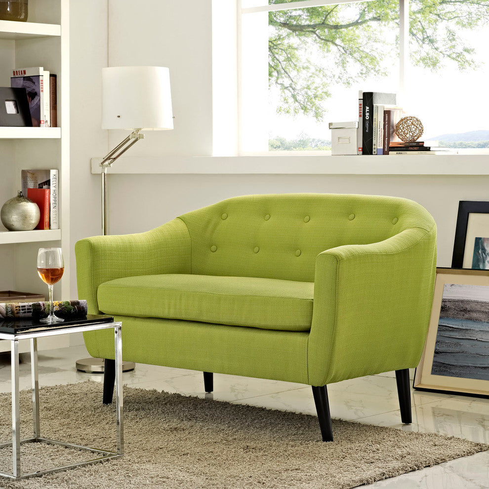 Modern Urban Contemporary Loveseat, Wheatgrass Fabric