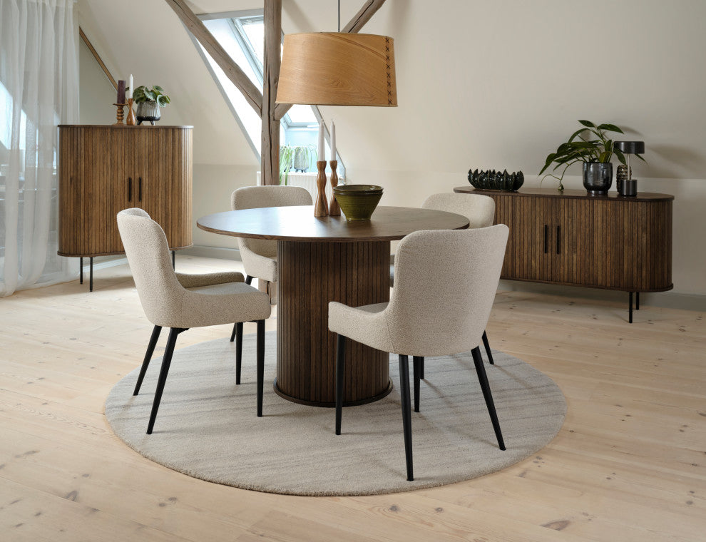 Mid-Century Modern Pedestal Dining Table, Smoked Oak, Round