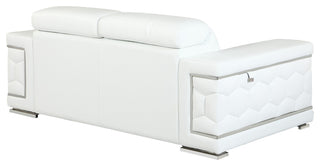 Rome Contemporary Genuine Italian Leather Loveseat White