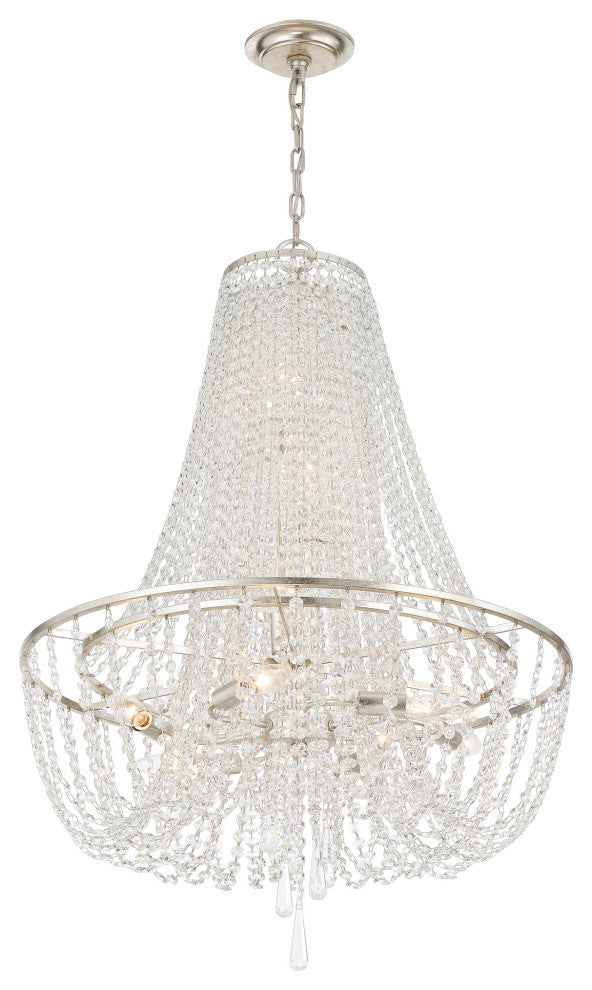 Arcadia 9 Light Chandelier, Antique Silver