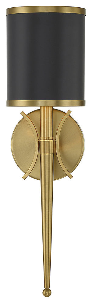 Quincy 1-Light Wall Sconce, Matte Black With Warm Brass Accents