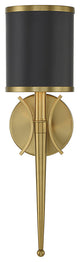 Quincy 1-Light Wall Sconce, Matte Black With Warm Brass Accents