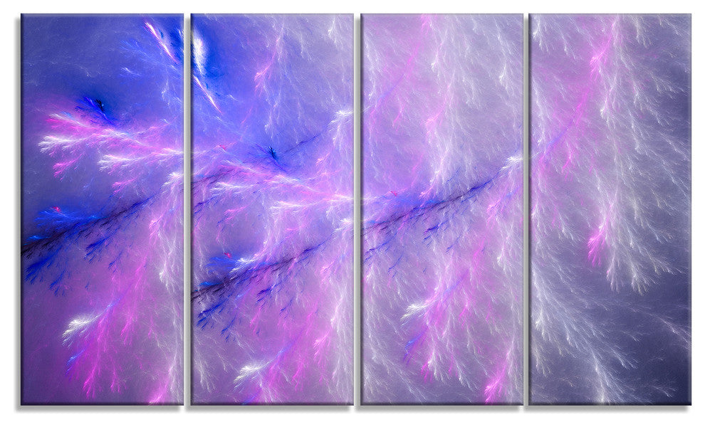 Mystic Blue Thunder Sky, Abstract Canvas Art Print, 48"x28", 4 Panels