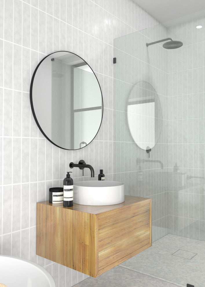 Round Black 28" Stainless Steel Framed Mirror, Black