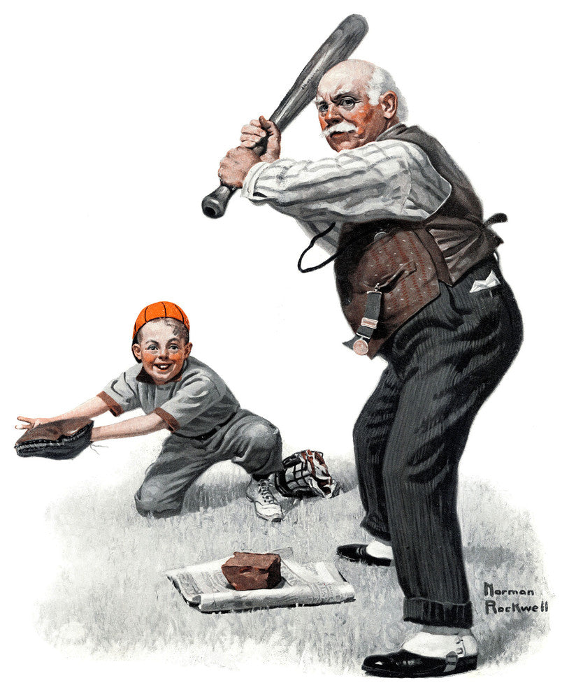 "Gramps at the Plate" Painting Print on Canvas by Norman Rockwell