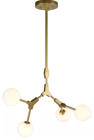 Gold Frame, Milk White Glass Globe Shades Light Fixture