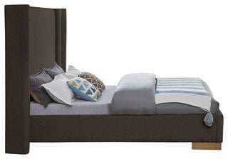 Halton Boucle Fabric Bed, Brown, King
