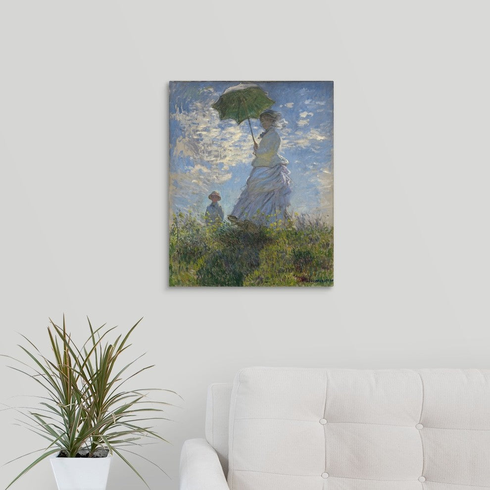 Woman with a Parasol - Madame Monet and Her Son, 1875 Wrapped Canvas Art Pr