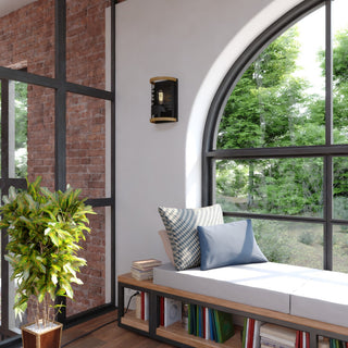 Kodiak 8" Wall Light Black and Burnished Teak