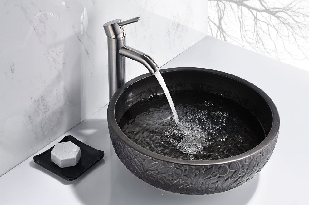 ANZZI Tara Series Ceramic Bathroom Vessel Sink with Pop-Up Drain