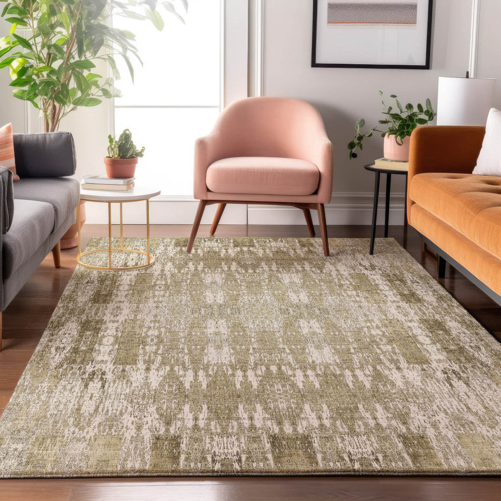 Premium Machine Washable Mayfield AMF580 Beige 3' x 5' Rug