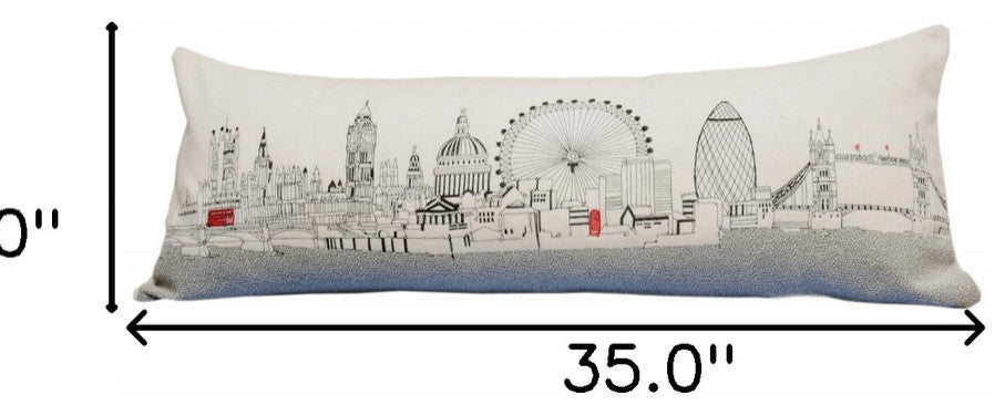 35" White London Daylight Skyline Lumbar Decorative Pillow