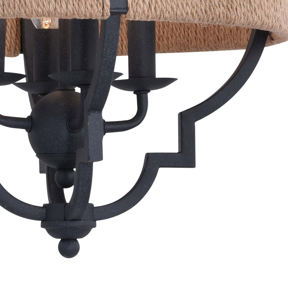 Beaumont 14" 4 Light Semi-Flush Mount Textured Gray with Natural Rope