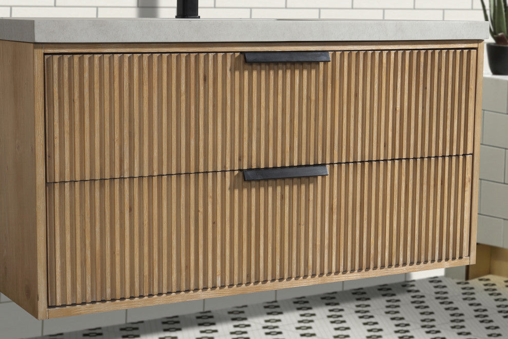 Ari Kitchen and Bath San Diego Bath Vanity, Weathered Fir, 42", Floating