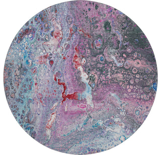 Premium Machine Washable Mayfield AMF588 Blue 8' x 8' Round Rug