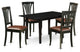 5-PieceDining Set 4 Chairs, Faux Leather Seat, Butterfly Leaf Table, Black