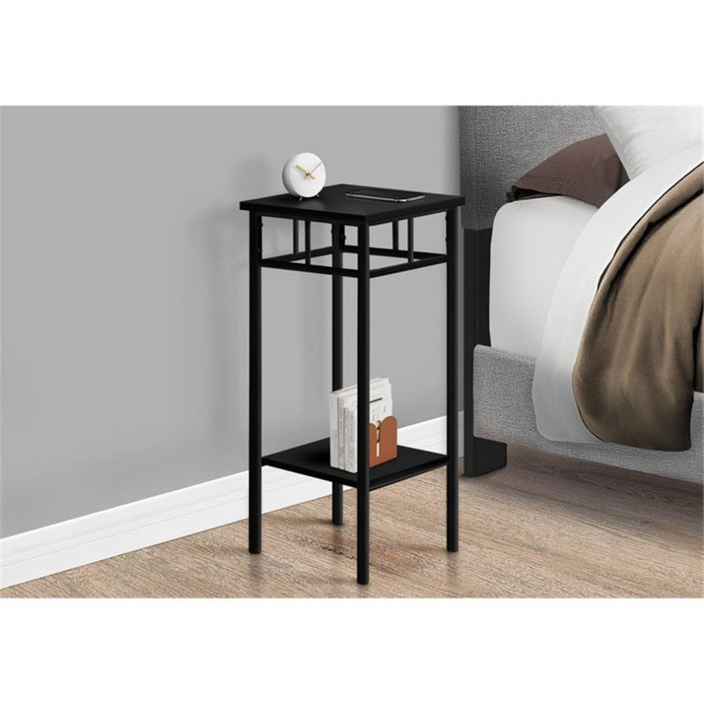Accent Table Side End Plant Stand Square Living Room Bedroom Metal Black