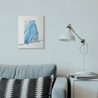 Stupell Industries Alabama Agate Blue US State Design, 16 x 20