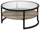 34" Black Glass And Steel Round Coffee Table With Shelf