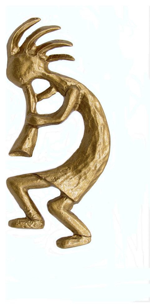 Kokopelli Left Facing Cabinet Pull, Lux Gold